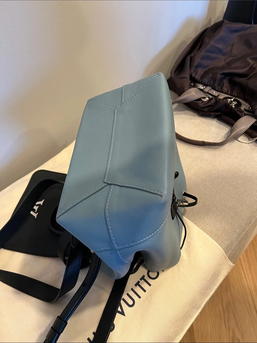 Louis Vuitton Black and Blue Leather Top-Handle Backpack